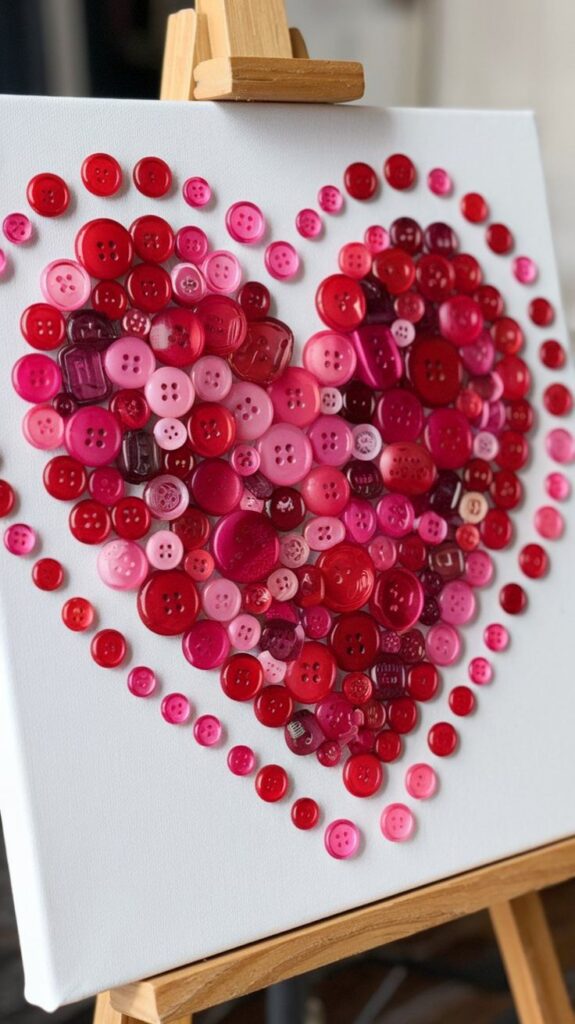 Button Heart Canvases