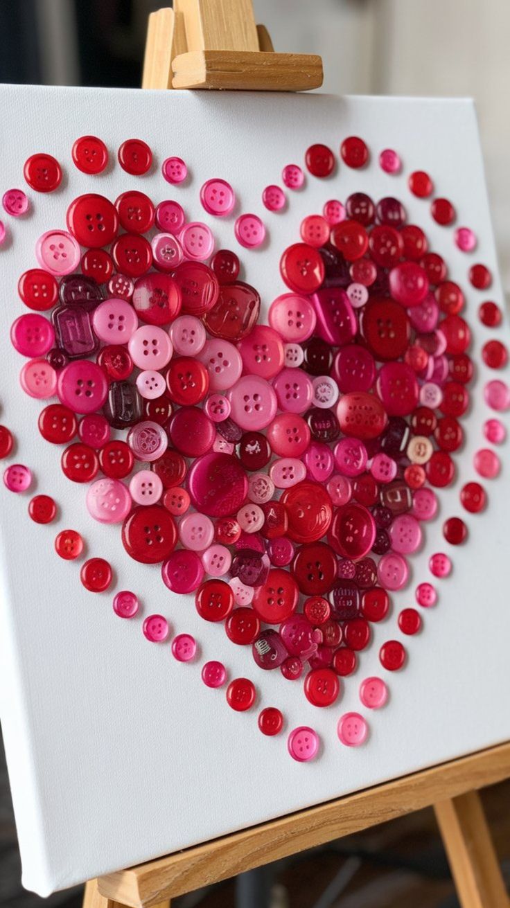 Button Heart Canvases