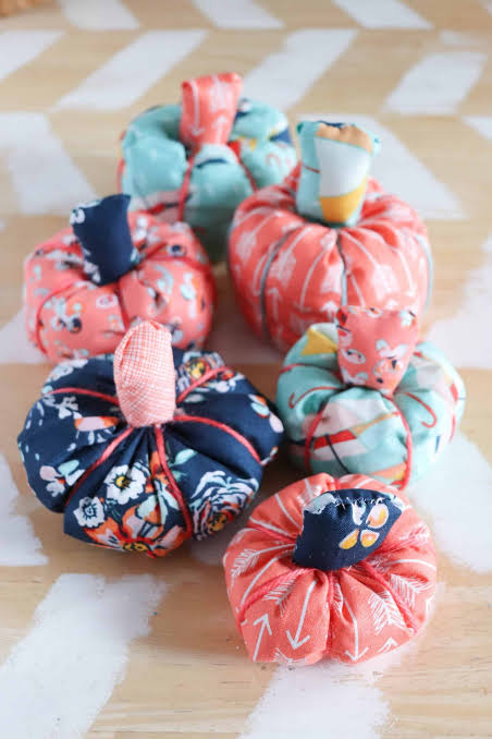 Fabric Scrap Pumpkins or Hearts